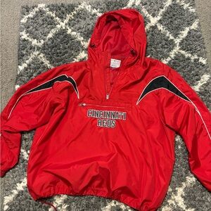 Vintage reds Genuine Merchandise Red Raincoat with Black Details